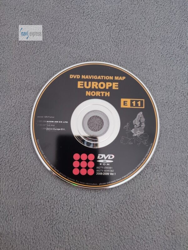 Toyota Navigations-DVD für TNS600 und TNS700 Deutschland + Nordeuropa 2008/2009 E11